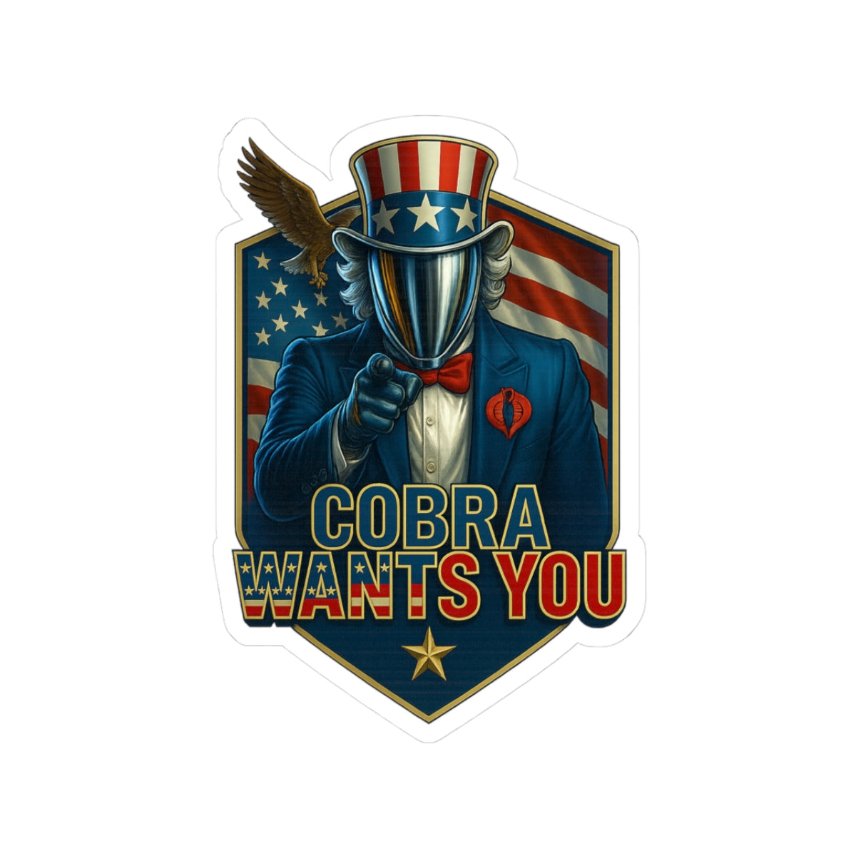 Patriotic Kiss-Cut Stickers - Cobra Wants You, Military Decor, Laptop Stickers, Gift for Veterans, 4th of July Decoration